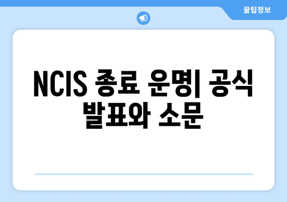 NCIS 종료 운명| 공식 발표와 소문