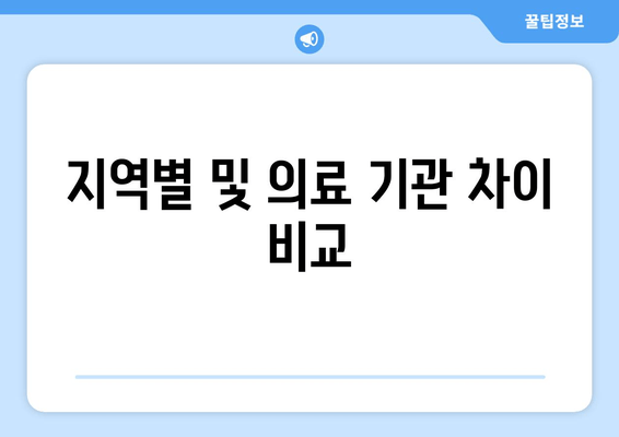 지역별 및 의료 기관 차이 비교