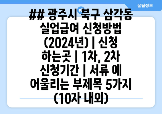 ## 광주시 북구 삼각동 실업급여 신청방법 (2024년) | 신청 하는곳 | 1차, 2차 신청기간 | 서류 에 어울리는 부제목 5가지 (10자 내외)