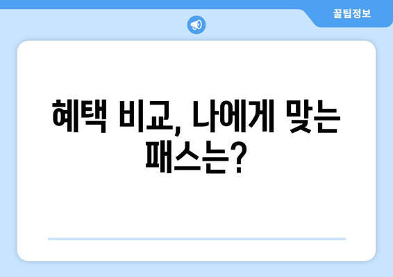 혜택 비교, 나에게 맞는 패스는?