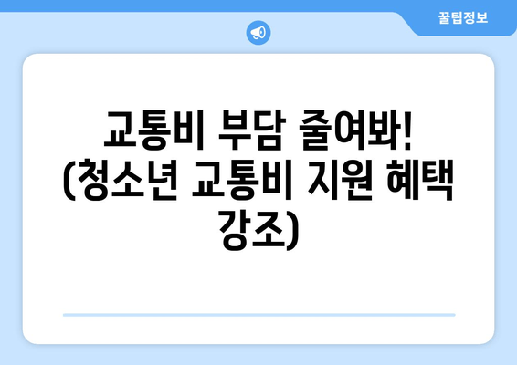 교통비 부담 줄여봐! (청소년 교통비 지원 혜택 강조)