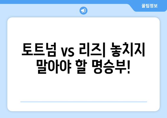 토트넘 vs 리즈 | 실시간 축구 경기 중계 & 무료 시청 꿀팁