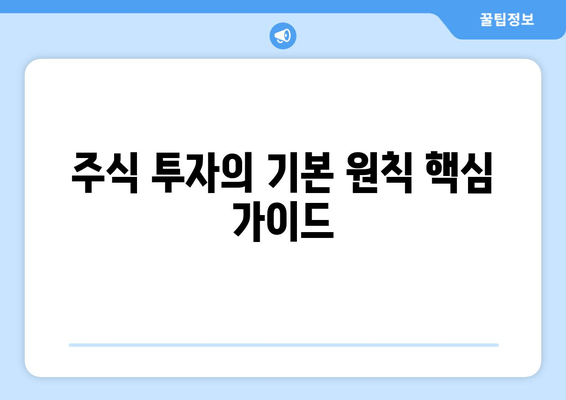 주식 투자의 기본 원칙 핵심 가이드