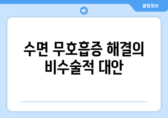 수면 무호흡증 해결의 비수술적 대안