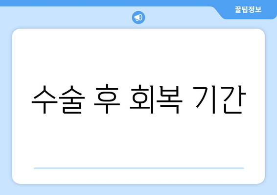수술 후 회복 기간