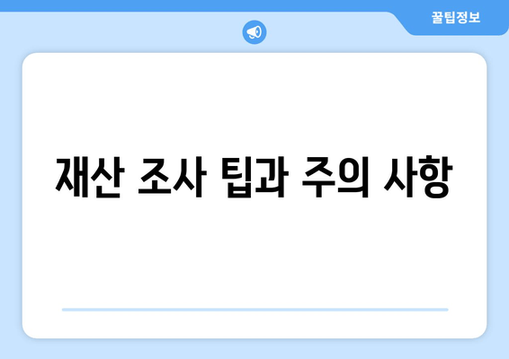 재산 조사 팁과 주의 사항