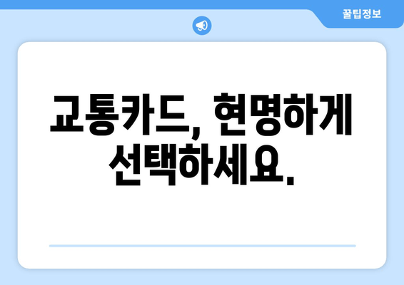 교통카드, 현명하게 선택하세요.