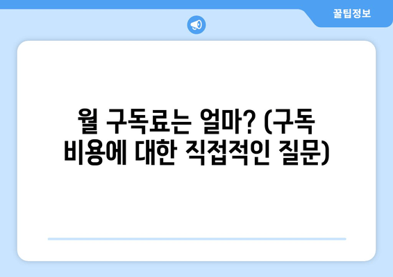 월 구독료는 얼마? (구독 비용에 대한 직접적인 질문)