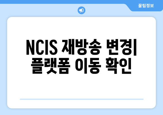 NCIS 재방송 변경| 플랫폼 이동 확인