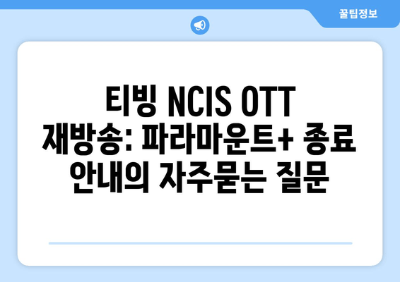 티빙 NCIS OTT 재방송: 파라마운트+ 종료 안내