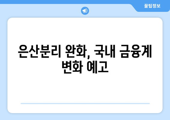 은산분리 완화, 국내 금융계 변화 예고