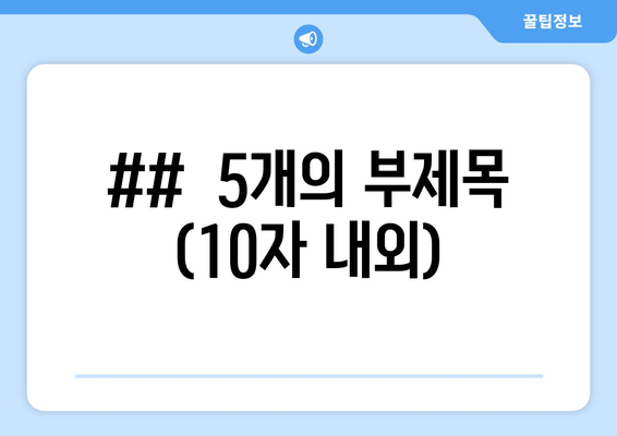 ##  5개의 부제목 (10자 내외)