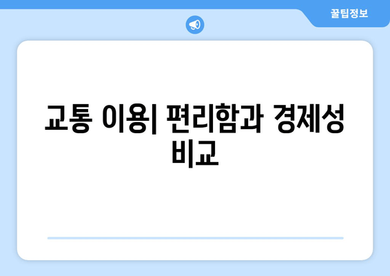 교통 이용| 편리함과 경제성 비교