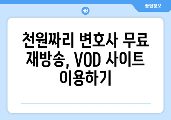 천원짜리 변호사 무료 재방송, 어디서 볼 수 있을까요? | 다양한 플랫폼 총정리