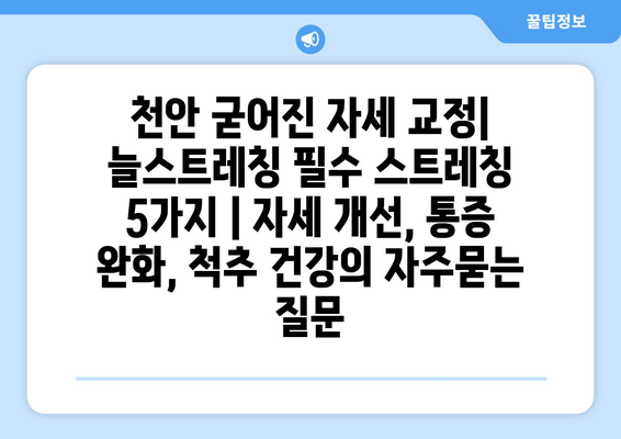 천안 굳어진 자세 교정| 늘스트레칭 필수 스트레칭 5가지 | 자세 개선, 통증 완화, 척추 건강