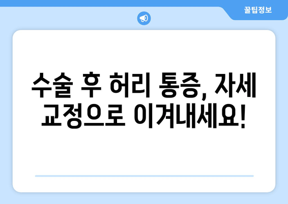 디스크 수술 후 허리 건강 회복을 위한 자세 교정 가이드 | 디스크, 재활, 통증 완화, 자세 개선