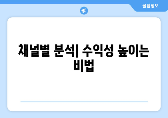 채널별 분석| 수익성 높이는 비법