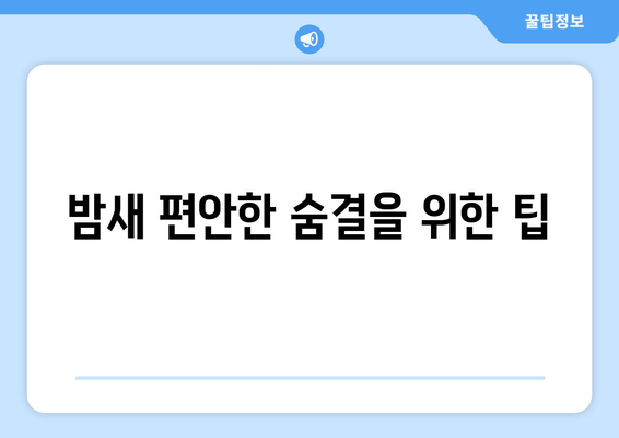  밤새 편안한 숨결을 위한 팁 