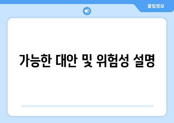 가능한 대안 및 위험성 설명