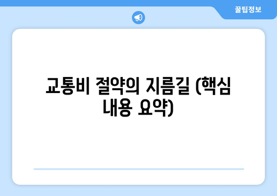 교통비 절약의 지름길 (핵심 내용 요약)