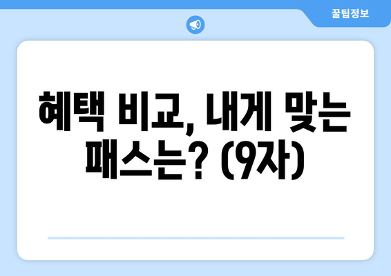 혜택 비교, 내게 맞는 패스는? (9자)