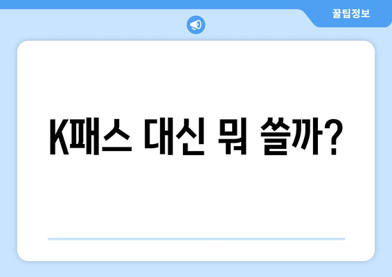 K패스 대신 뭐 쓸까?