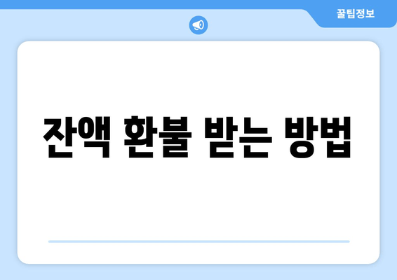 잔액 환불 받는 방법