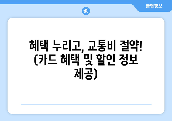 혜택 누리고, 교통비 절약! (카드 혜택 및 할인 정보 제공)