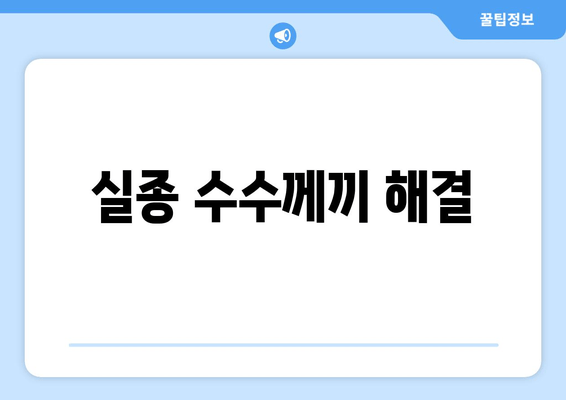 실종 수수께끼 해결