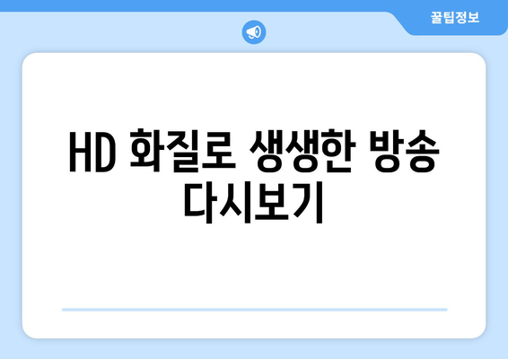 HD 화질로 생생한 방송 다시보기