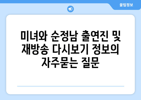 미녀와 순정남 출연진 및 재방송 다시보기 정보