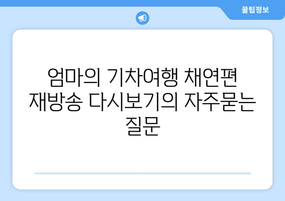 엄마의 기차여행 채연편 재방송 다시보기