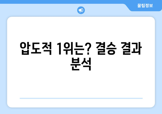 압도적 1위는? 결승 결과 분석