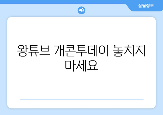 왕튜브 개콘투데이 놓치지 마세요