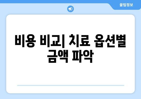 비용 비교| 치료 옵션별 금액 파악