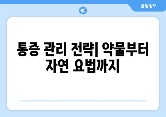 통증 관리 전략| 약물부터 자연 요법까지