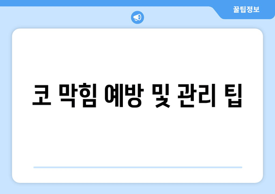 코 막힘 예방 및 관리 팁