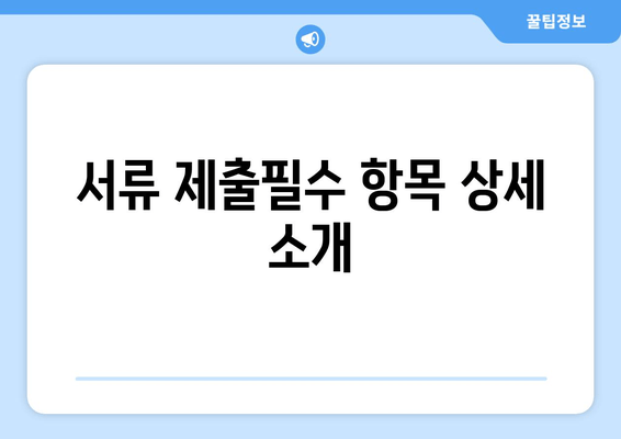 서류 제출필수 항목 상세 소개