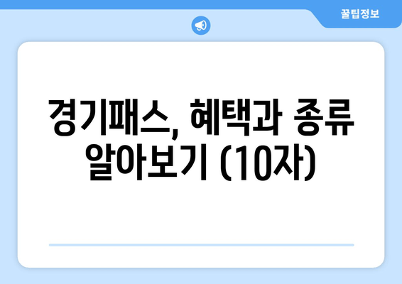경기패스, 혜택과 종류 알아보기 (10자)
