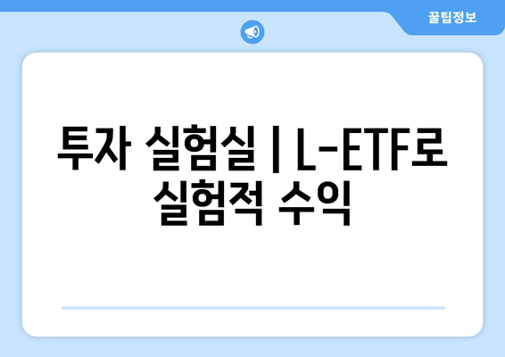 투자 실험실 | L-ETF로 실험적 수익