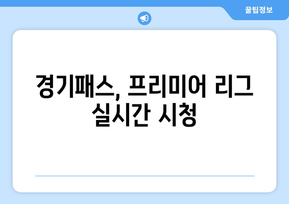 경기패스, 프리미어 리그 실시간 시청