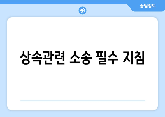 상속관련 소송 필수 지침