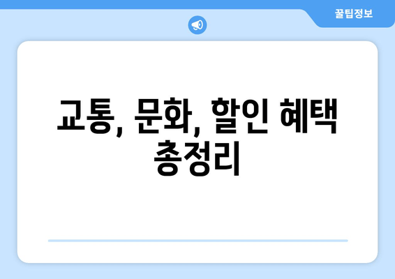 교통, 문화, 할인 혜택 총정리