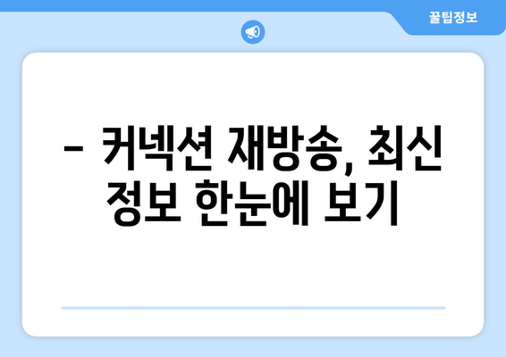 "커넥션" 드라마 재방송, 어디서 볼 수 있을까요? | OTT 플랫폼별 재방송 정보 총정리