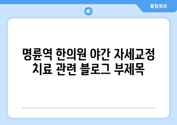 명륜역 한의원 야간 자세교정 치료| 척추 건강 지키는 맞춤형 해결책 | 자세 교정, 척추, 야간 진료, 명륜역 한의원