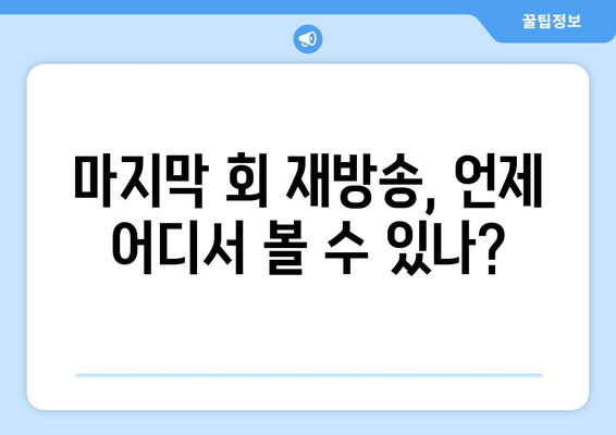 마지막 회 재방송, 언제 어디서 볼 수 있나?