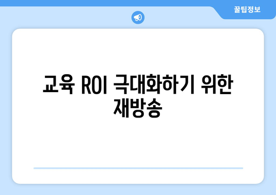 교육 ROI 극대화하기 위한 재방송