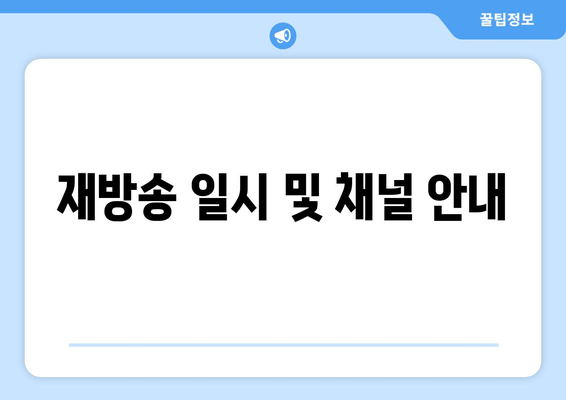 재방송 일시 및 채널 안내