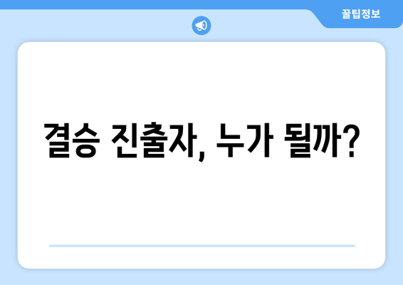 결승 진출자, 누가 될까?