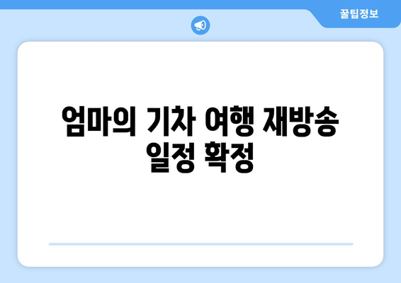 엄마의 기차 여행 재방송 일정 확정